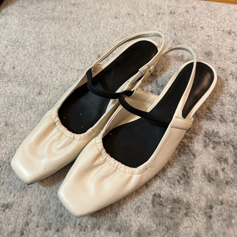 Elegant Cream and Blacl Slingback Women's Ballet Flats